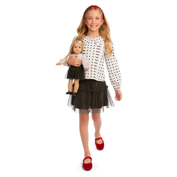 American Girl® x J.Crew Puff-Sleeve Polka-Dot Top for Girls