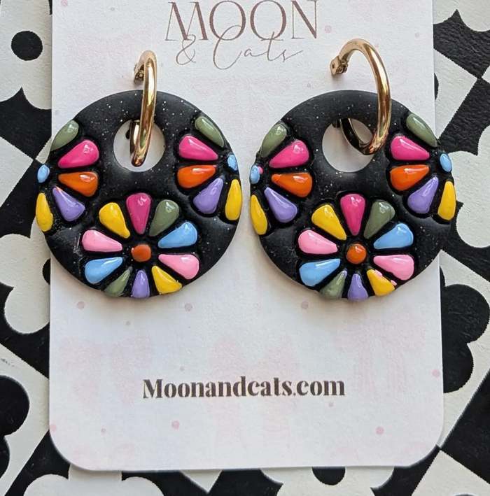 Black Otomi Tile Earrings