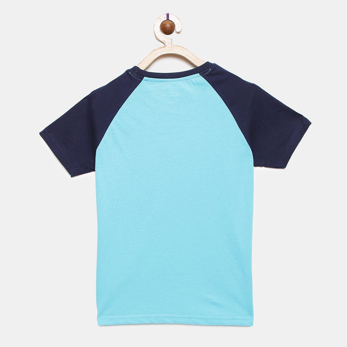 Boys Raglan Sleeve Printed Cotton T-Shirt