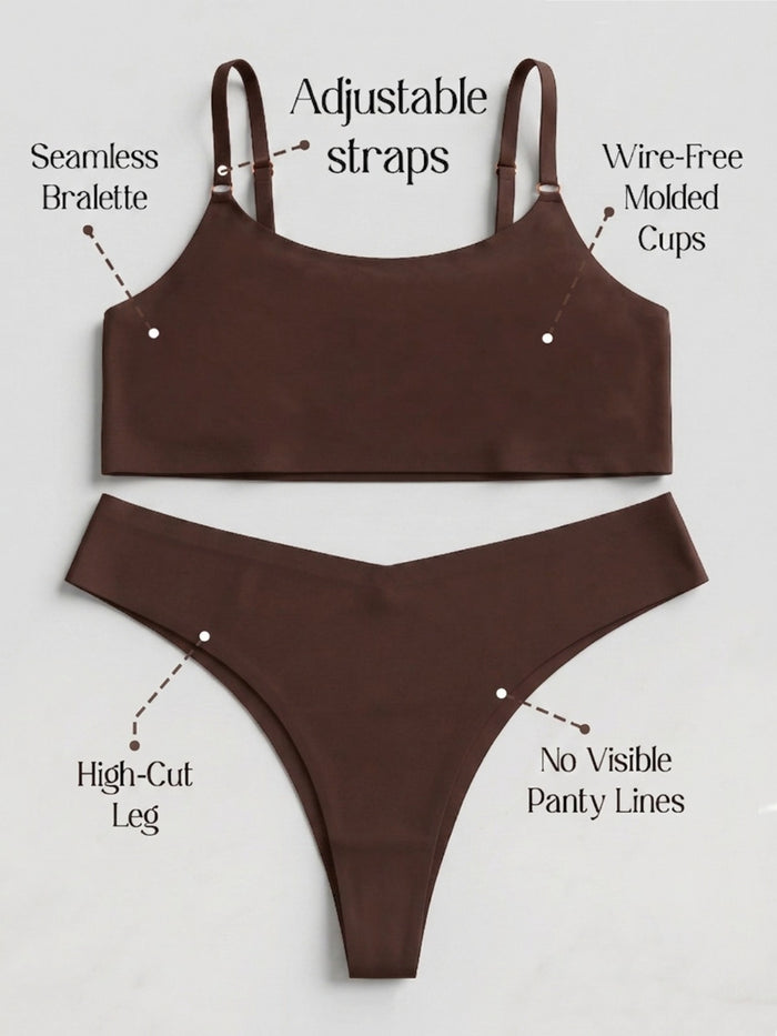 Brown Seamless Lingerie Set