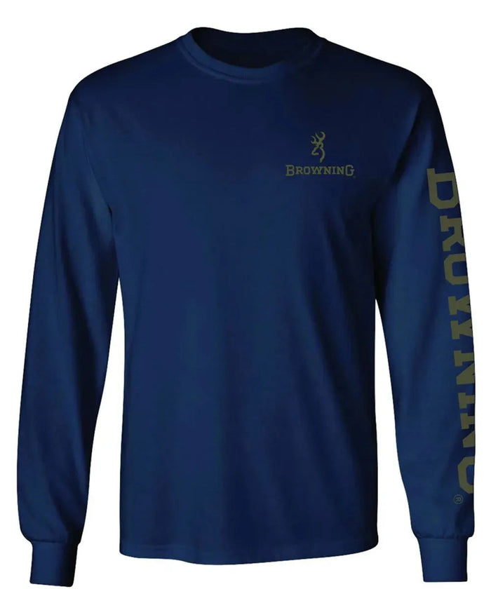Browning Realtree Edge Flag (Navy) - Mens Long Sleeve T-Shirt - Hatcountry
