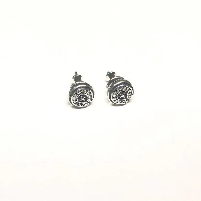Chrome Hearts Logo Stamp Stud Earrings – earrings front view