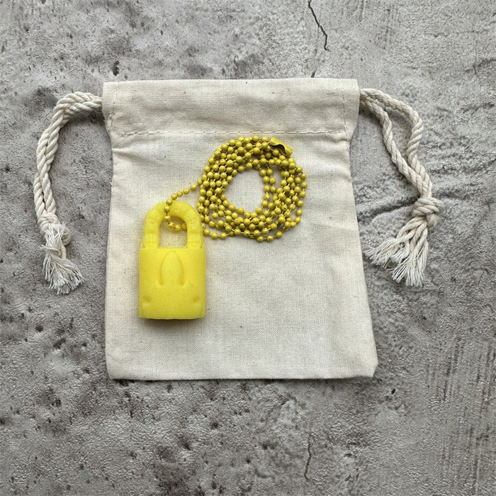 Chrome Hearts Silichrome Padlock Pendant Necklace Yellow – necklace front view