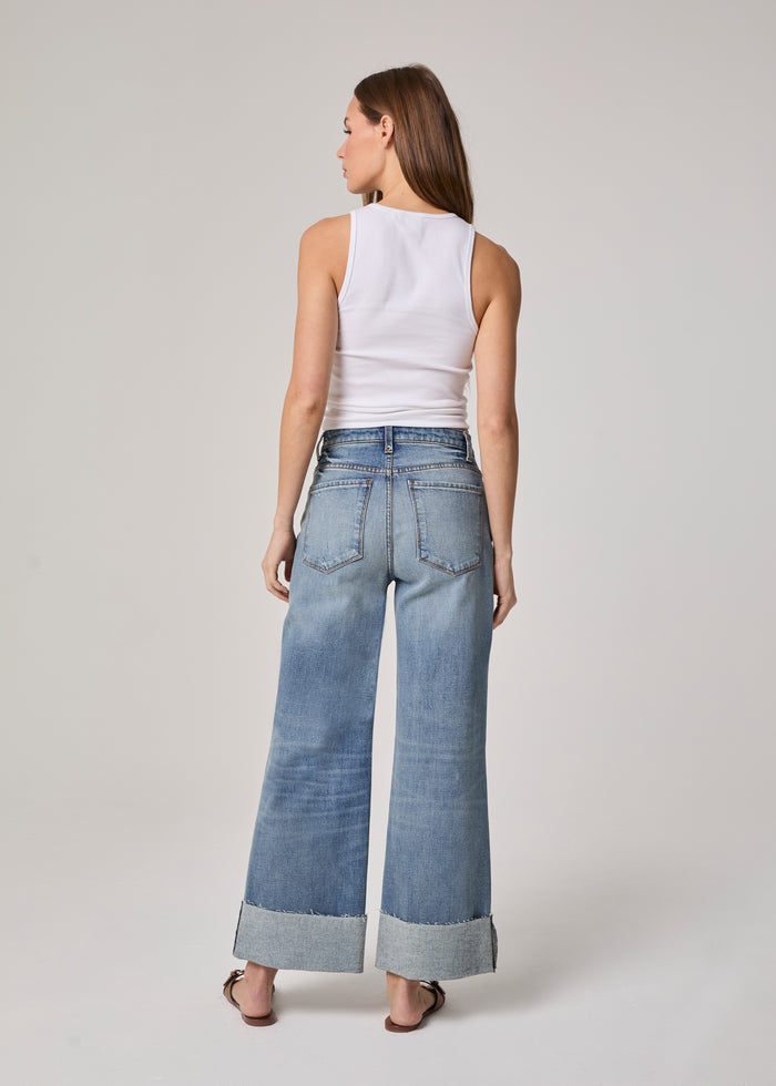 Edyson - Conrad High Rise Cuffed Wide Leg Jeans - Medium Hobart -