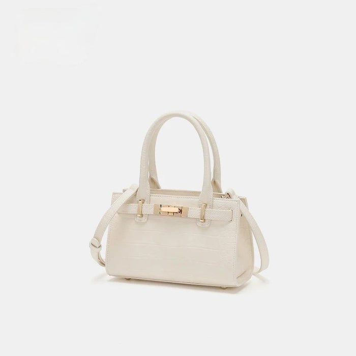 Crocodile-Embossed Leather Top Handle Handbag