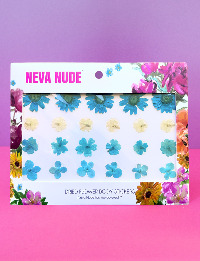 Dried Blue & Cream Flower Stickers