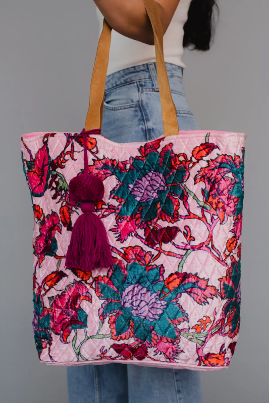 Floral Quilted Tote