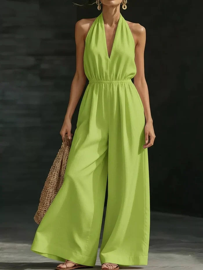Full Size Halter Neck Wide-Leg Jumpsuit Plus Size