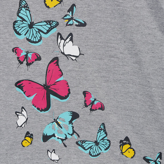 Girls Puff Sleeve Printed Cotton T-Shirt