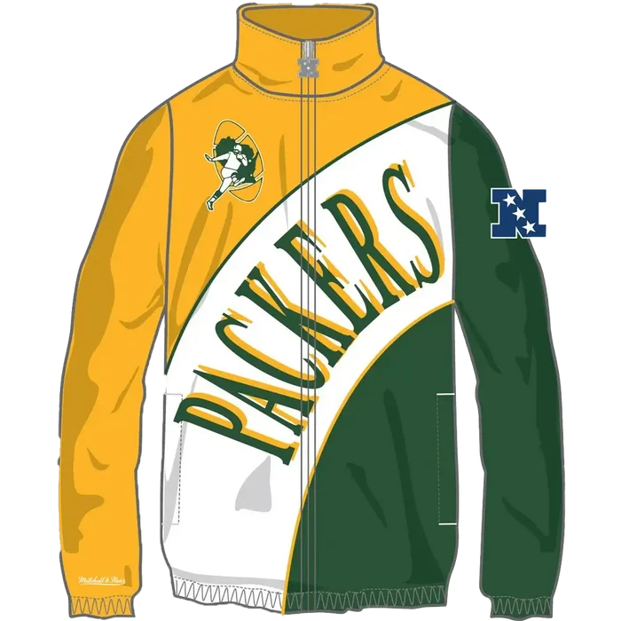 Green Bay Packers Mitchell & Ness Arched Retro Lined Windbreaker Yellow