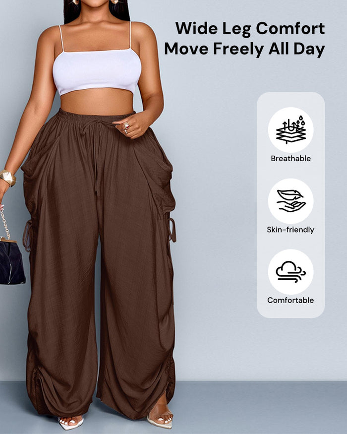 High-Waist Wide Leg Pants with Relaxed Fit