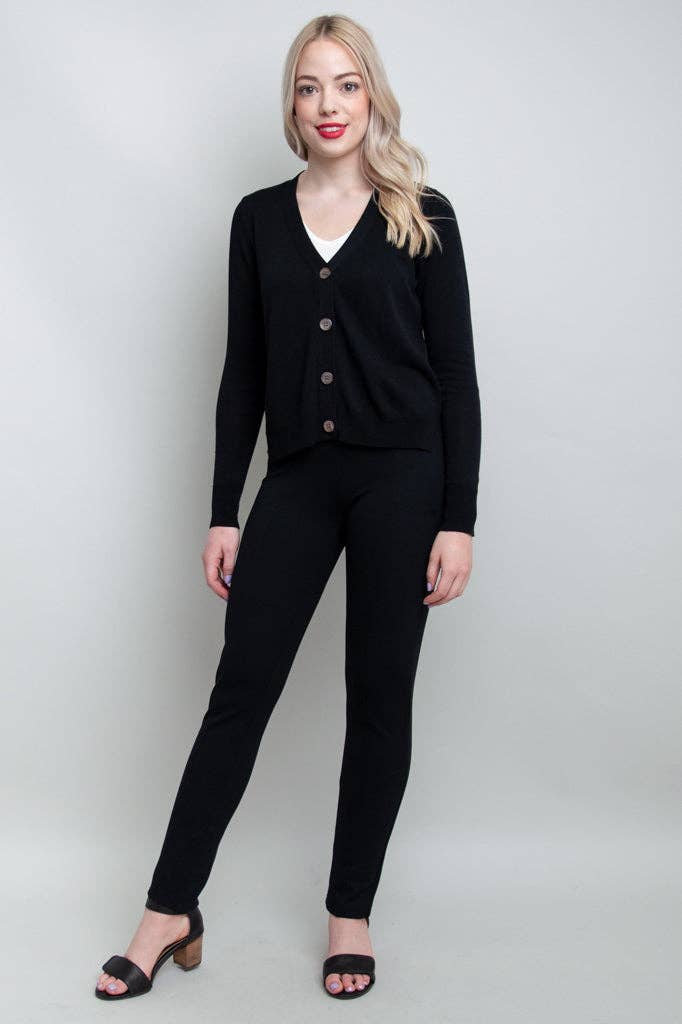 Jessica Cardigan Sweater Black Bamboo Cotton - Laluxe Femme