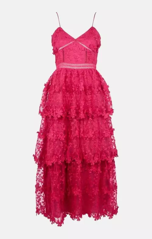 Lace Tiered Strappy Midi Dress