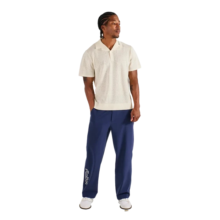 Malbon Men's Resort Crochet Polo Tan Color