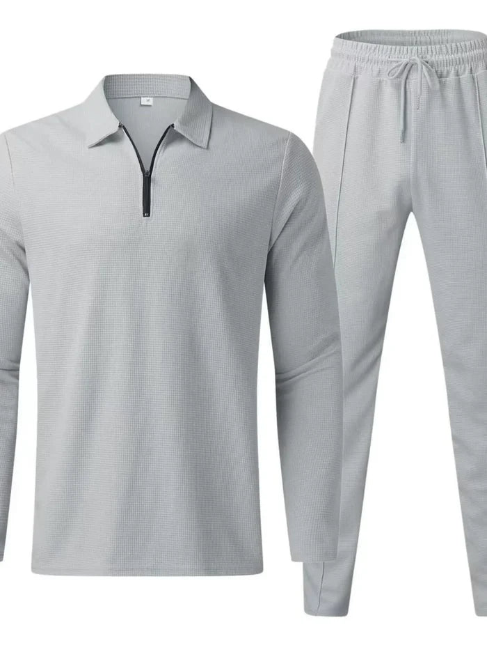 Men's Full Size Long Sleeve Top and Pants Set Plus Size