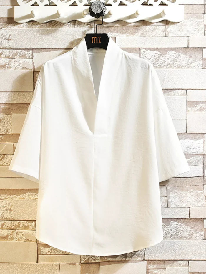 Men's Plus Size Casual Half Sleeve Kimono Shirt