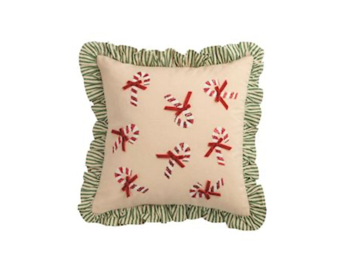 Mud Pie Candy Cane Xmas Sequin Pillow