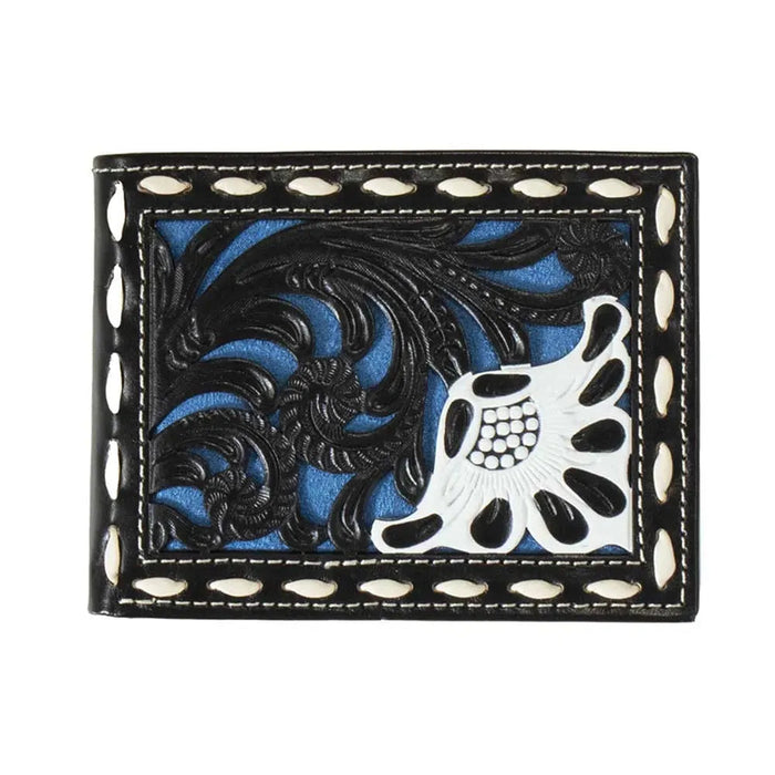 Nocona Floral Filigree (Black / Blue) - Men's Bi-Fold Wallet - Hatcountry