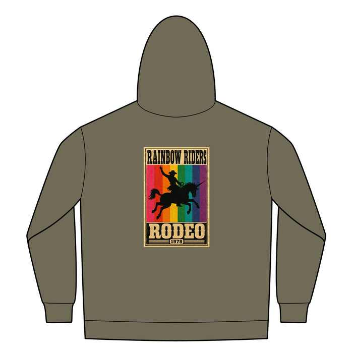 Rainbow Riders Rodeo Heavyweight Zip Hoodie — Embroidered Front & Graphic Back