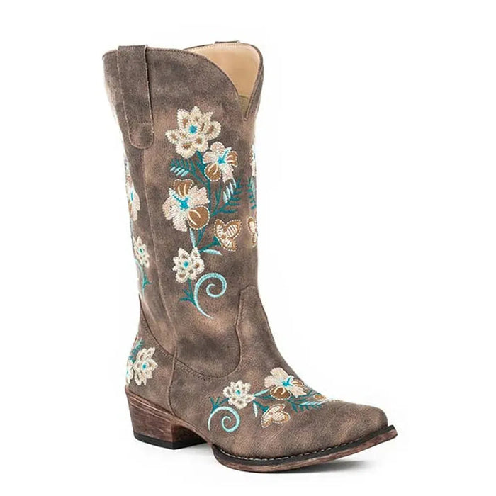 Roper Riley Floral (Brown) - Women's Cowgirl Boot - Hatcountry