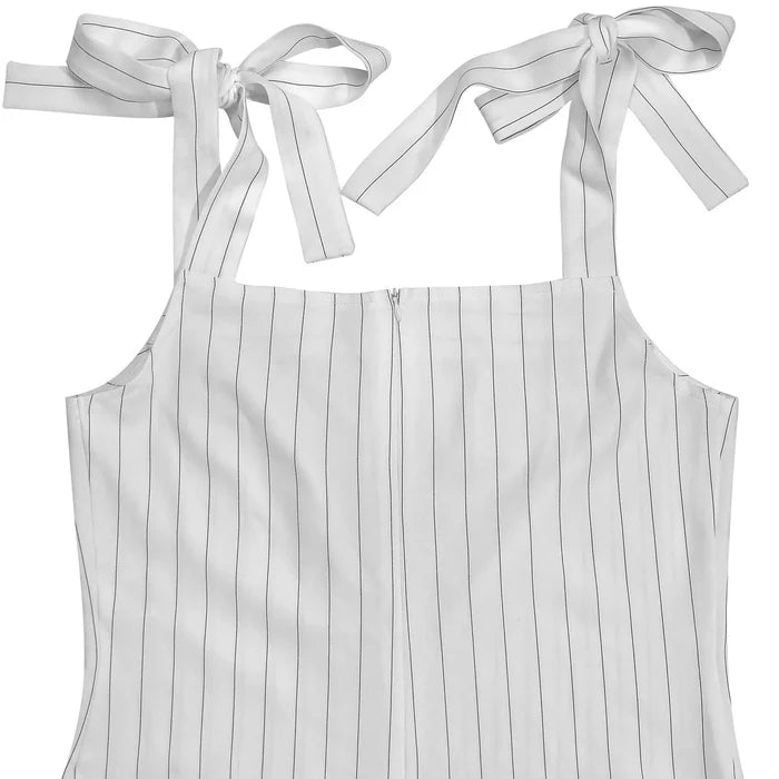 Striped Tie-Shoulder Wide Leg Jumpsuit