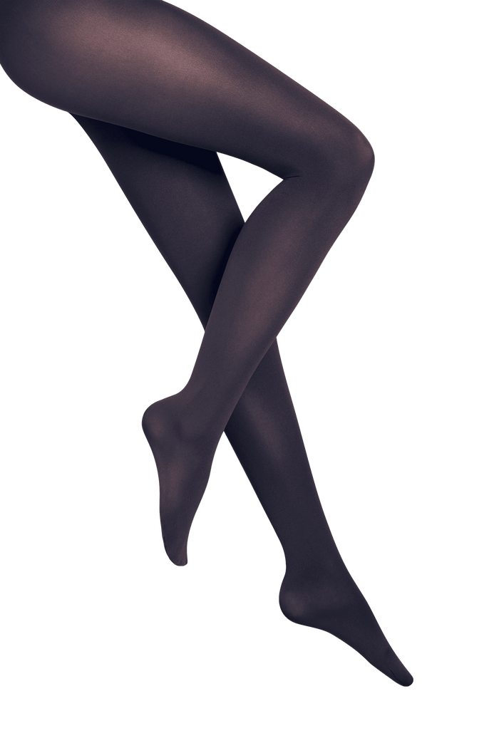 Dark gray tights on a black patterned background