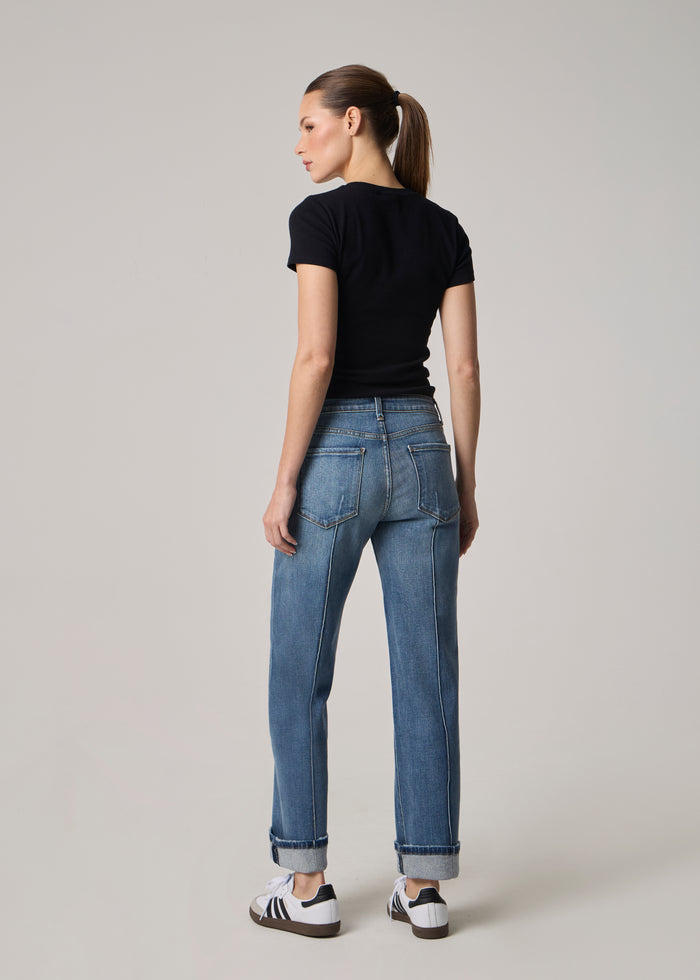 Edyson - Vincent High Rise Cuffed Wide Leg Jeans - Medium Denny -