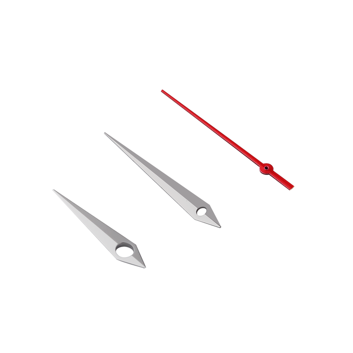 Watch Hands: Pitched Dauphine + Red Seconds Hand