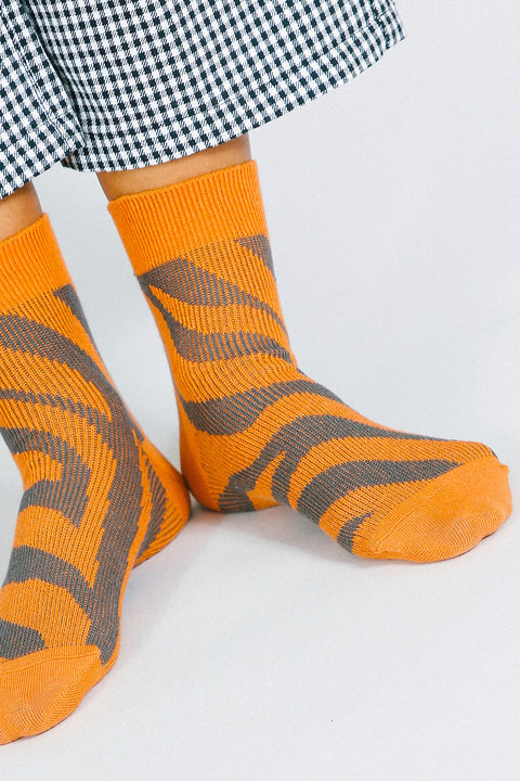 Tailored Union - Zebra Knit Socks - Orange -