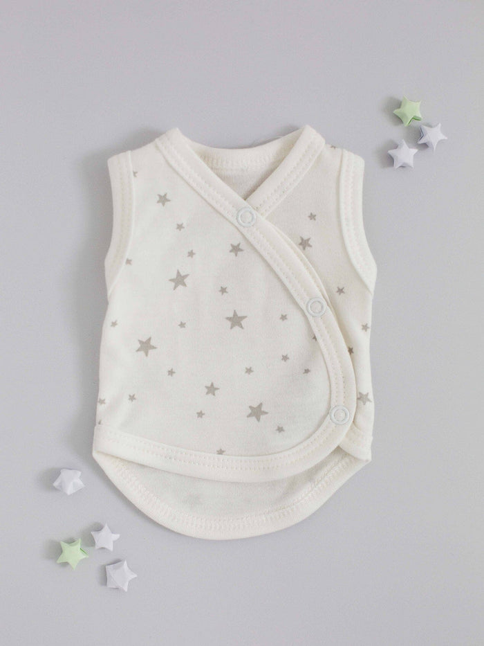 3 Pack - Star Incubator Vests - Blue, Mint & Silver Stars, 100% Organic Cotton Set/Multipack Tiny & Small