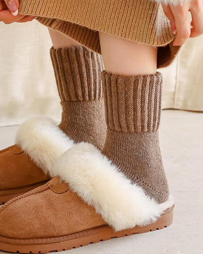 5-Pack Cozy Ribbed Fleece Lined Crew Socks