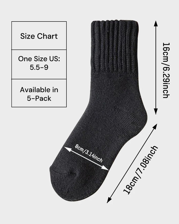 5-Pack Cozy Ribbed Fleece Lined Crew Socks