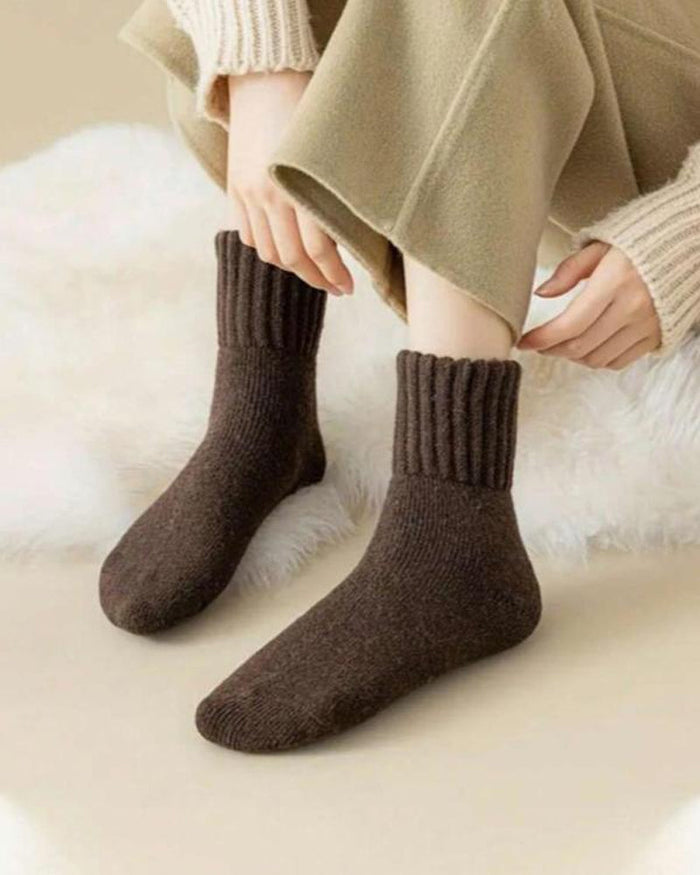 5-Pack Cozy Ribbed Fleece Lined Crew Socks
