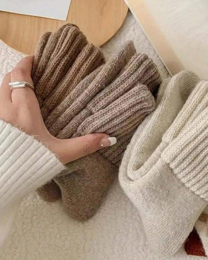 5-Pack Cozy Ribbed Fleece Lined Crew Socks