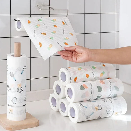50-Sheet Tear-Off Cleaning Cloth Roll — Reusable & Absorbent