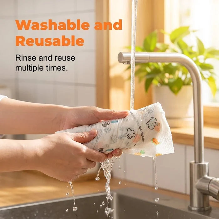 50-Sheet Tear-Off Cleaning Cloth Roll — Reusable & Absorbent