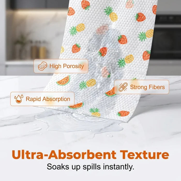 50-Sheet Tear-Off Cleaning Cloth Roll — Reusable & Absorbent