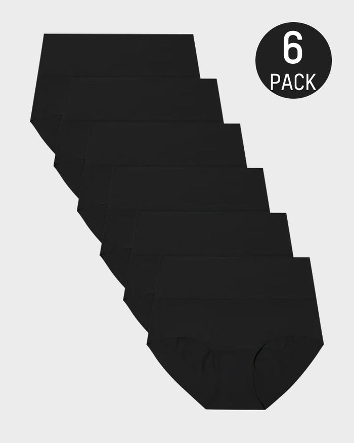 6 Pack-Black / M: Waist 25.1"-27.1"| Hips 34.9"-37.2"