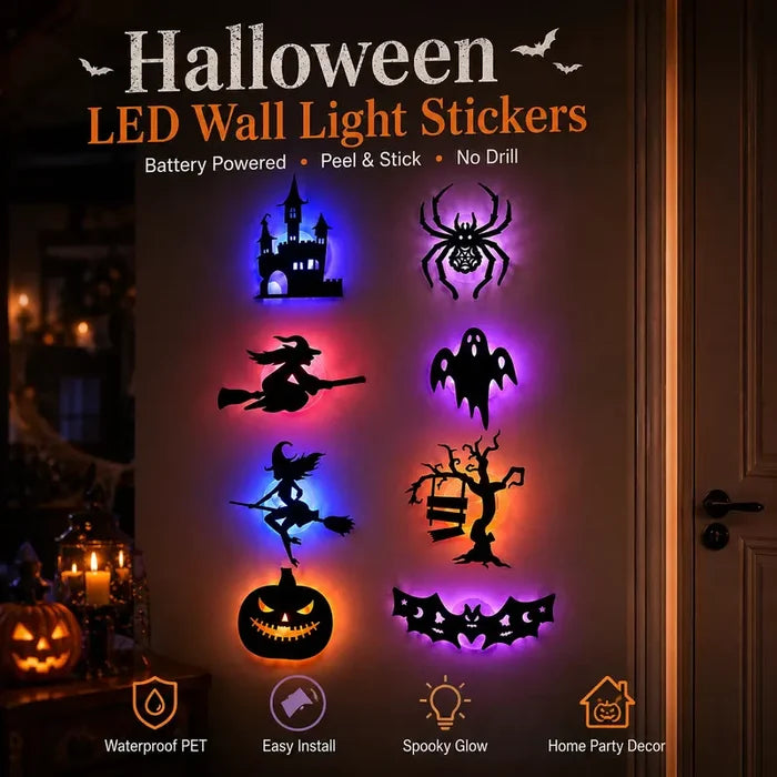 8 Pieces Halloween LED Silhouette Lights