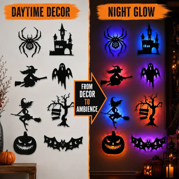 8 Pieces Halloween LED Silhouette Lights