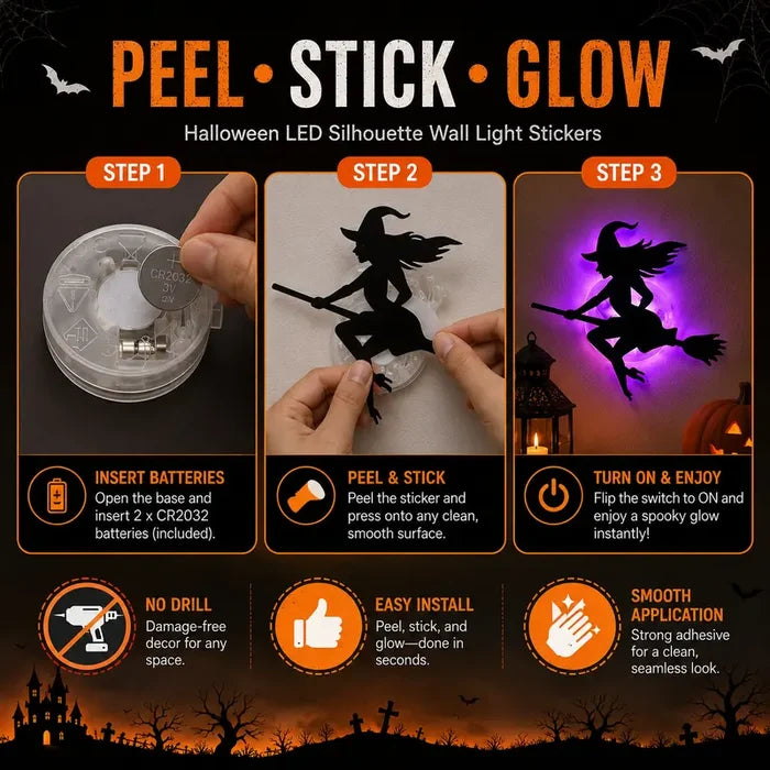 8 Pieces Halloween LED Silhouette Lights
