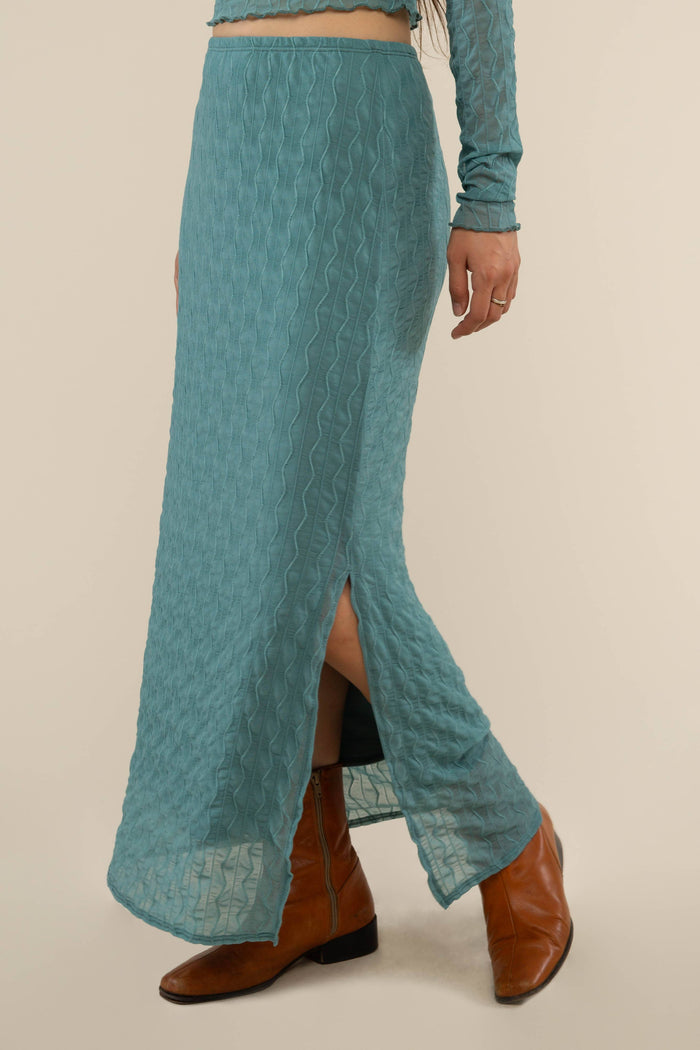 Abra Jacquard Mesh Maxi Skirt in Sea Foam