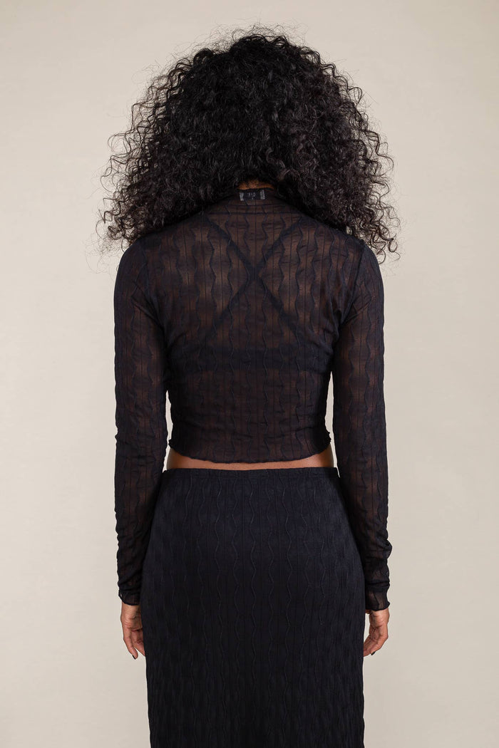 Abra Jacquard Mesh Top in Black