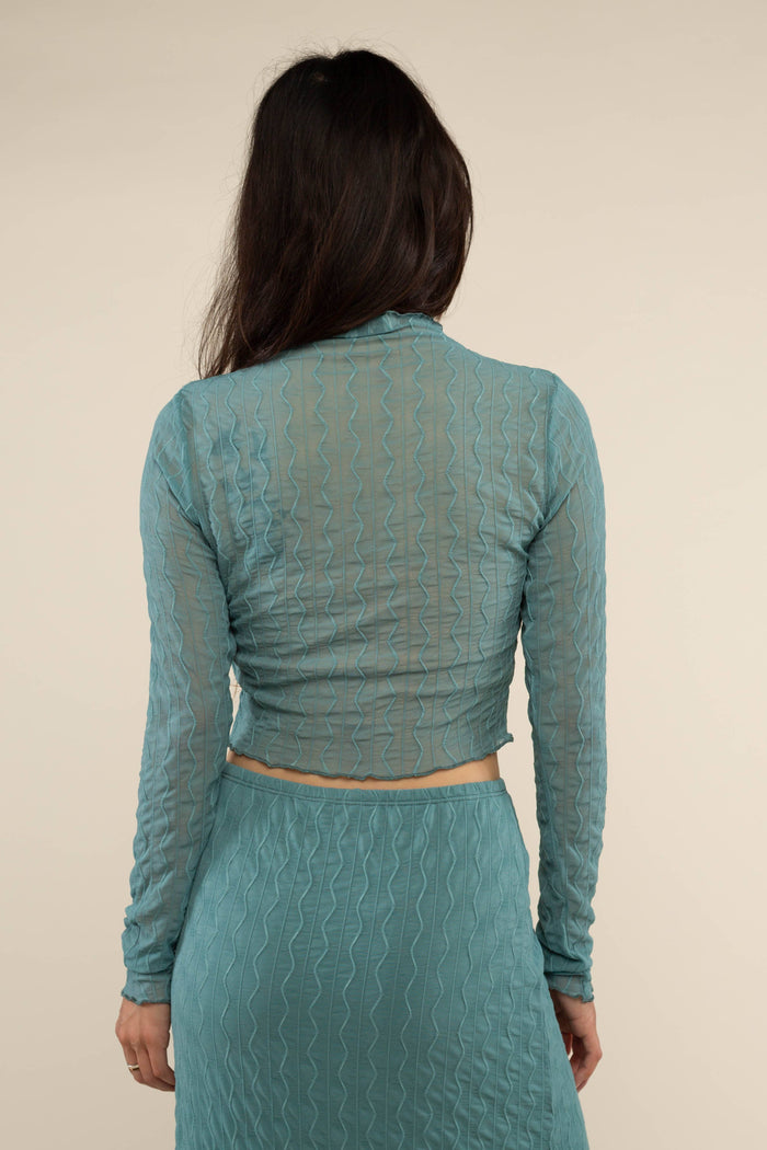 Abra Jacquard Mesh Top in Sea Foam