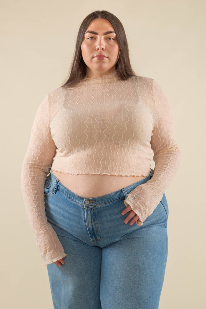 Abra Jacquard Mesh Top in Sea Foam