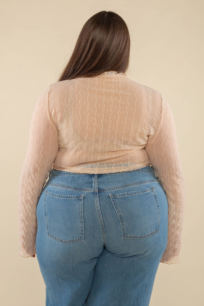 Abra Jacquard Mesh Top in Sea Foam