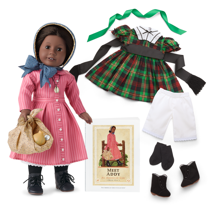 Addy Walker™ 18-inch Doll & Tartan Plaid Dress Bundle (Historical Characters)