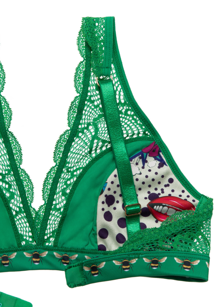 Adriana Lace Bralette Grass and Bees