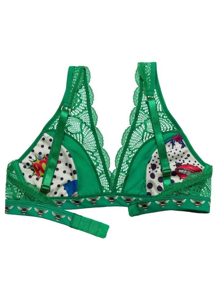 Adriana Lace Bralette Grass and Bees