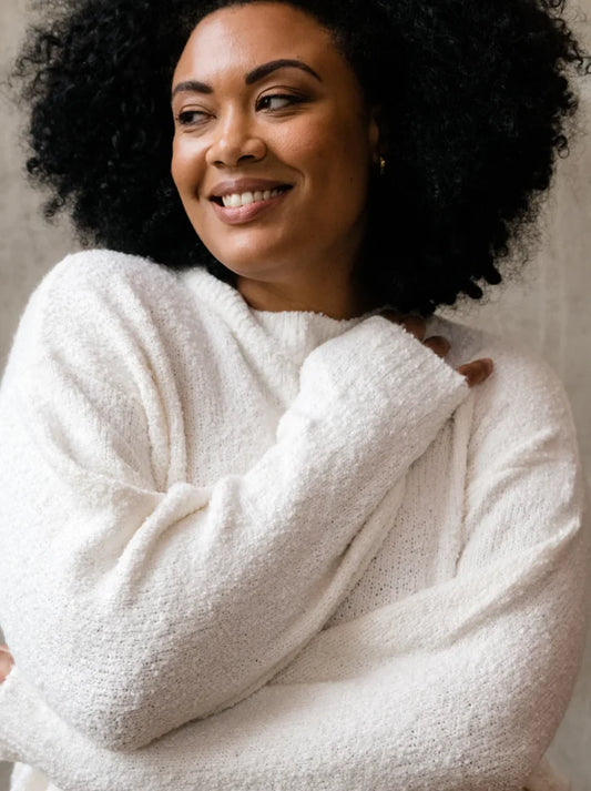 Alexis Boucle Sweater in Almond - Laluxe Femme